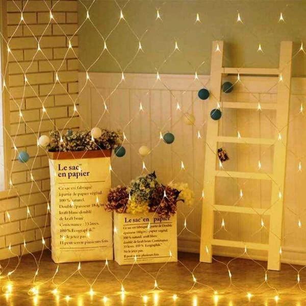 ÖRÜMCEK AĞI IŞIĞI LED 2X2 m2 AĞ LED IŞIK GÜN IŞIĞI AĞ LED IŞIK EKLEMELİ WARM LİGHT LED 220 V MODLU - Image 1