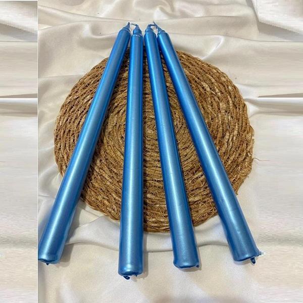 10 PCS VIP CHRISTMAS CANDLE METALLIC BRIGHT BLUE CANDLESTICK 10ADET MAVİ ŞAMDAN MUMU YILBAŞI MUMLARI - Image 1