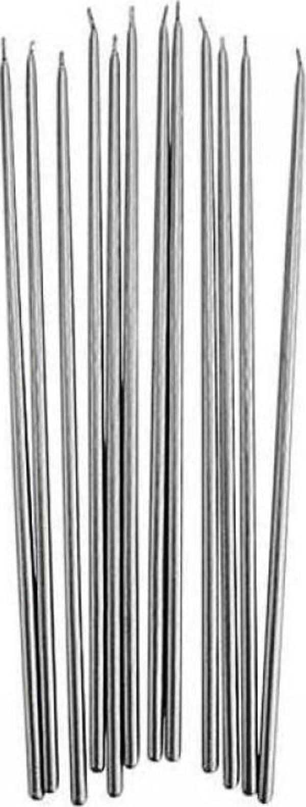 VIP 35 CM 8 PCS CHURCH METALLIC SİLVER CANDLES GÜMÜŞ ARINMA MUMU 8 ADET İNCE MUM GÜMÜŞ KİLİSE MUMU - Image 1