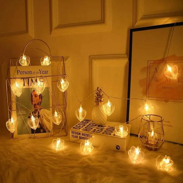 DEKOR DÜĞÜN IŞIKLARI KALPLİ MANDAL LED IŞIK HEART STRİNG LED GÜN IŞIĞI PİLLİ 2 METRE GÜN IŞIĞI LED - Image 1