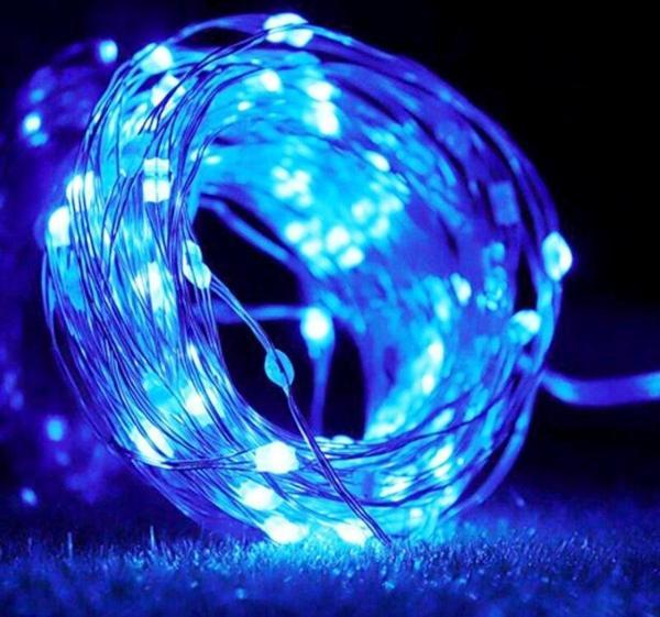 DEKOR DÜĞÜN IŞIKLARI MAVİ PİLLİ LED IŞIK MAVİ 10 METRE LED IŞIK MAVİ PİLLİ IŞIK BLUE LED LİGHT - Image 1