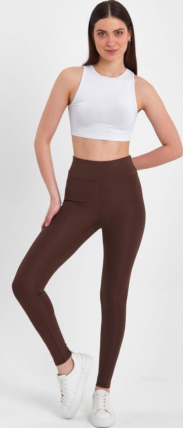Banega Kadın Yüksek Bel Toparlayıcı Ve Sıkılaştırıcı Kahverengi Spor Tayt - Image 1