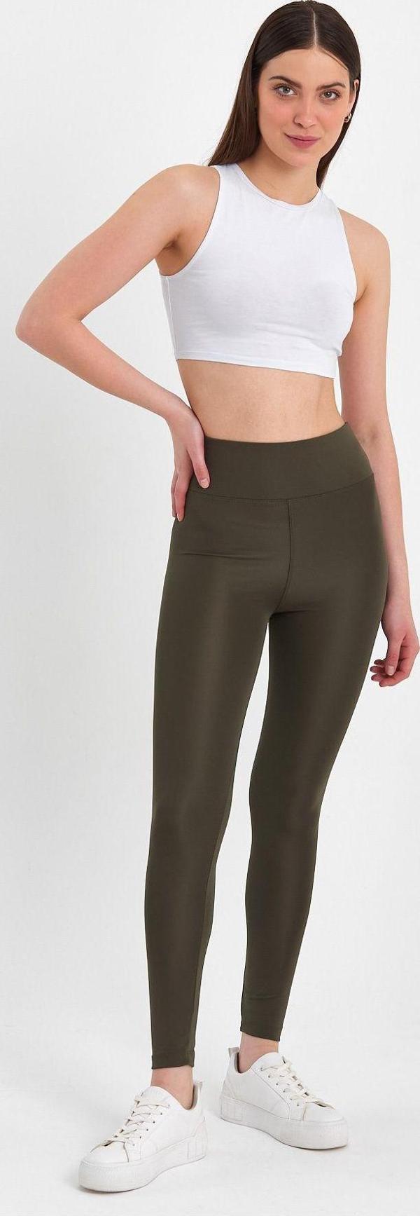 Banega Kadın Yüksek Bel Toparlayıcı Ve Sıkılaştırıcı Haki Spor Tayt - Image 1