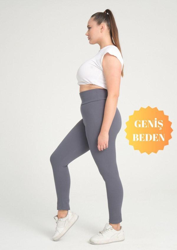 Banega Büyük Beden Fitilli Yüksek Bel Toparlayıcı Antrasit Tayt - Image 1