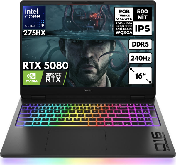 HP Omen 16-AH0022NT Ultra 9-275HX 16-GBDDR5 1 TBSSD RTX5080 (16GB-GRRD7) 16" WQXGA 240Hz Windows 11 Home B88F2EAHMF1 - Image 1