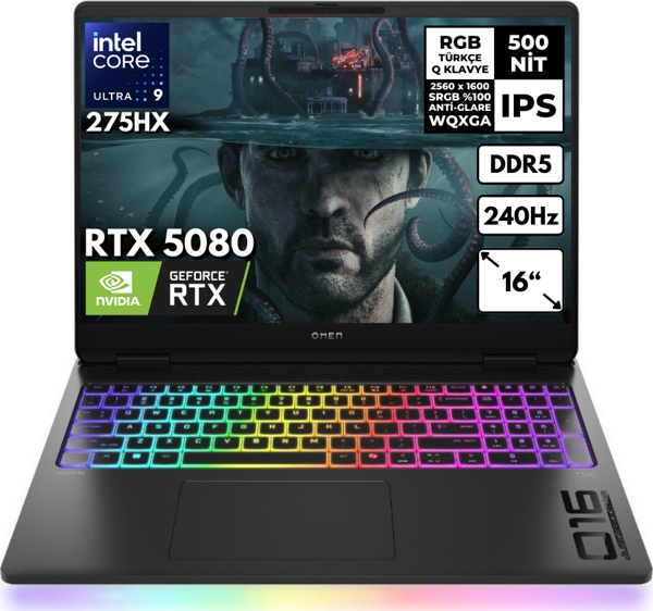 HP Omen 16-AH0022NT Ultra 9-275HX 32-GBDDR5 512 GBSSD RTX5080 (16GB-GRRD7) 16" WQXGA 240Hz Windows 11 Home B88F2EAHMF14 - Image 1