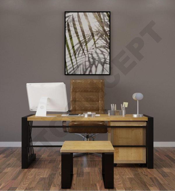 NTCollection Aiw Doğal Ahşap Üçlü Ofis Ve Çalışma Odası Takımı - 180'lik Takım )  - Image 1