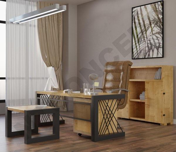 NTCollection Wenoxi Doğal Ahşap Dörtlü Ofis Ve Çalışma Odası Takımı - 220'lık Takım - Image 1
