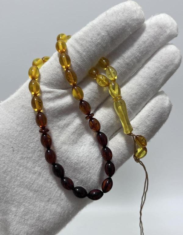 Doğal Kaya Damla Kehribar Tesbih 8,5x6mm 7,12 Gram - Image 1