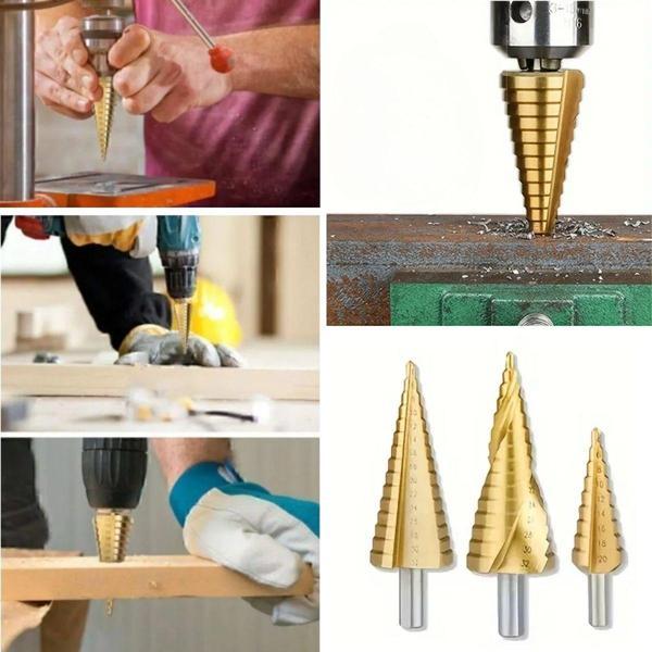 3 Parça Kademeli Matkap Ucu Paslanmaz Uç Alüminyum Sac Demir Delme Seti-Findit - Image 1