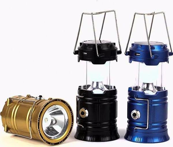 2IN1  1W+6LED SOLAR - FİŞ ŞARJLI LÖKÜS MODEL KAMP LAMBA FENER - PO WERBANK METAL TAŞIMA KULP OR-5900T-Findit - Image 1