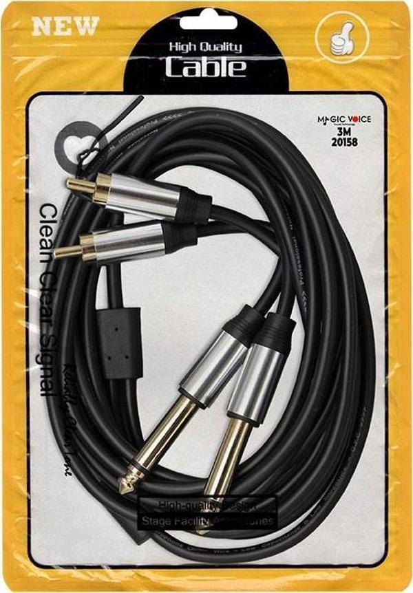 LD398 2X 6.3MM MONO ERKEK + 2X RCA ERKEK 3 METRE KABLO-Findit - Image 1