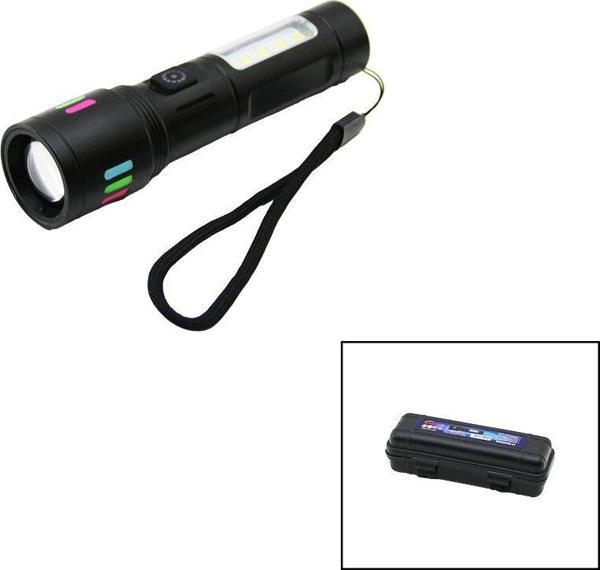 METAL GÖVDE 2IN1=ZOOM - RGB 9 LED EL FENERİ USB ŞARJLI MİNİ PLS.KUTULU-Findit - Image 1