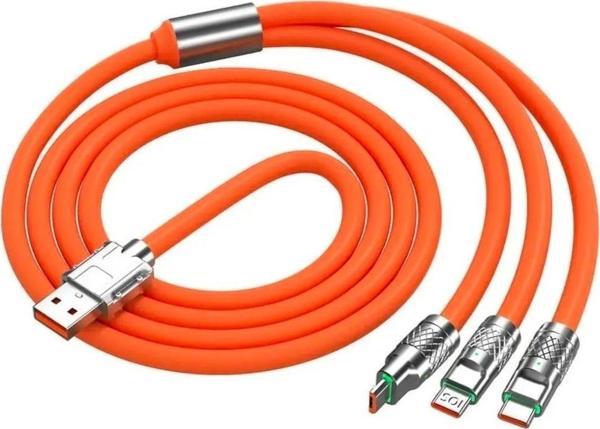 3 in 1 Type-C + Micro Usb + Lightning Hızlı Şarj Kablosu Silikon Kablo 1 Metre Opp Ambalaj-Findit - Image 1