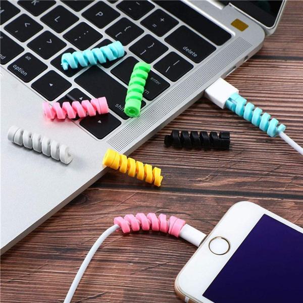 4&amp;#39;lü Apple, Android Şaj Kablosu Koruyucu Silikon Spiral Yay Aparat-Findit - Image 1