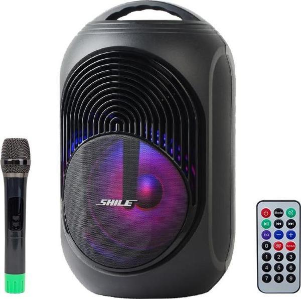 SHİLE SL-2018A EL MİKROFONLU-2 MİK GİRİŞ-2 GİTAR GİRİŞLİ-KUMANDALI USB+SD+BT IŞIKLI ŞARJLI SEYYAR Amfi-Findit - Image 1