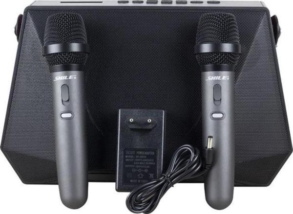 SHILE SL-3A İKİ EL MİKROFONLU KUMANDALI USB/SD/BT PORTATİF HOPARLÖR-Findit - Image 1