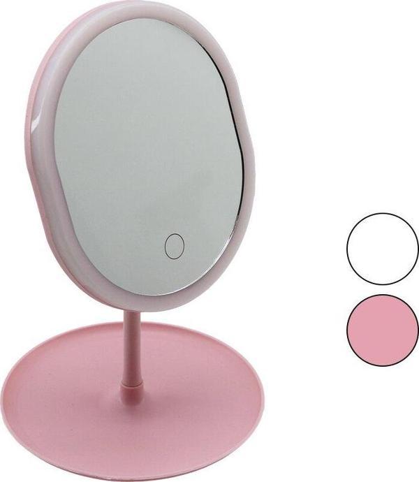 YUVARLAK- DÜZ KENAR 7 İNÇ LEDLİ - USB ŞARJLI MAKYAJ AYNASI 90°TAKILIKLI AYAKR.PLS 17.5CM-Findit - Image 1
