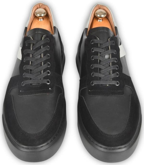 DeepSEA Erkek Siyah Bağcıklı Yüksek Poli Taban Spor Ayakkabı  Sneaker 2509946 - Image 1