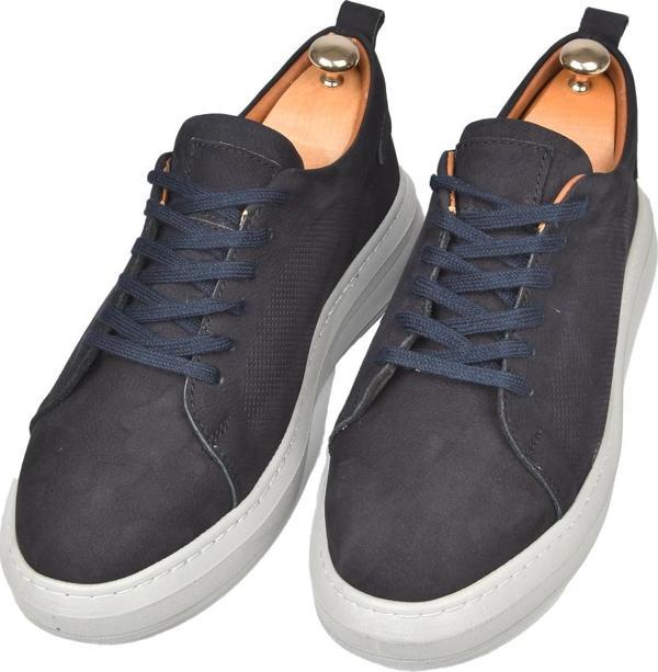 DeepSEA Erkek Lacivert Eva Taban Bağcıklı Nubuk Deri Yüksek Taban Spor Ayakkabı Sneaker 2509953 - Image 1