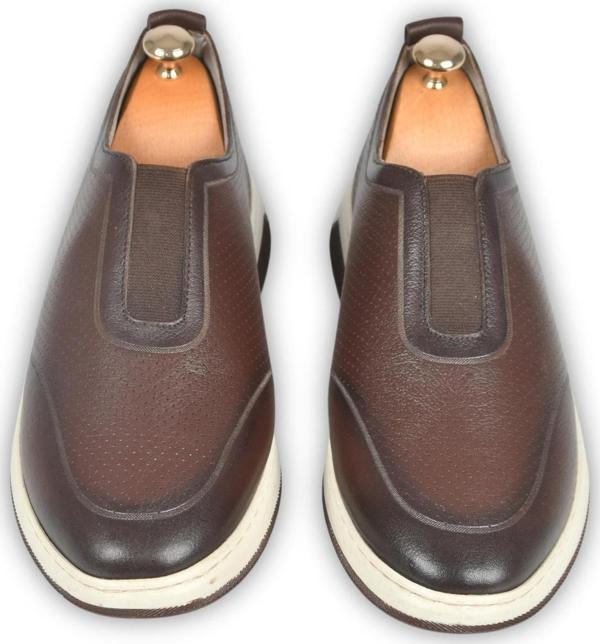 DeepSEA Erkek Kahve Lastikli Ortopedik Taban Hakiki Deri Spor Ayakkabı Sneaker 2509954 - Image 1