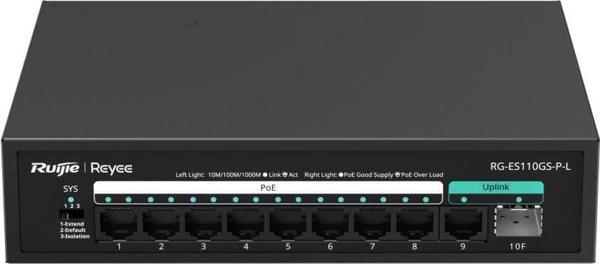 Ruijie Reyee RG-ES110GS-P-L 10 Port 1xSfp 1xRj45 Uplink Yönetilemez Gigabit PoE Switch - Image 1