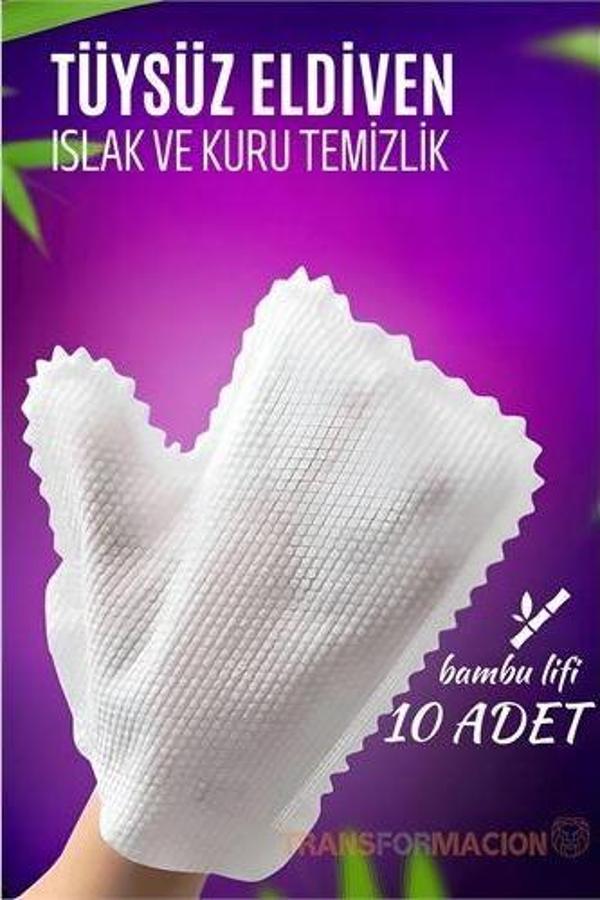 TüysüzTemizlik Eldiveni Islak ve Kuru Temizlik Eldiveni Bambu Lifi - Image 1