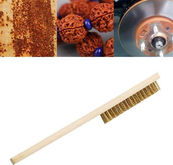 Metal Telli Fırça Ahşap Saplı Pas Kir Sökme Temizleme Fırçası-Findit - Image 1