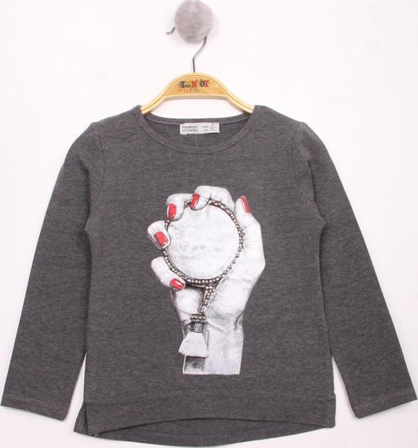 Toontoy Kız Çocuk El Baskılı T-Shirt - Image 1