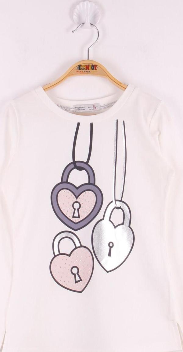 Toontoy Kız Çocuk Kalp Baskılı T-Shirt - Image 1