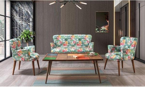 Mobilya Bazarı Bahar 2 1 1 Sehpalı Çay Seti - Oturma Grubu - Gürgen Iskelet Bahçe Seti (Balkon - Salon - Ofis - Cafe) - Image 1
