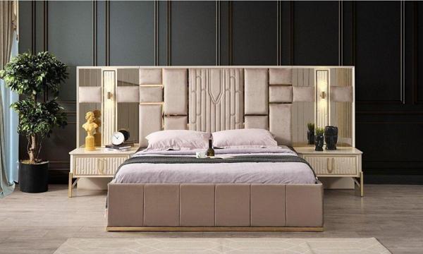 Mobilya Bazarı Bahar Bej Yatak Odası 160*200 Cm Başlıklı Karyola+2 Komodin - Image 1