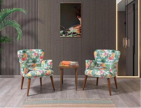 Mobilya Bazarı Bahar Çay Seti 2 Tekli Koltuk Sehpa (Salon - Balkon - Cafe Ofis) - Image 1