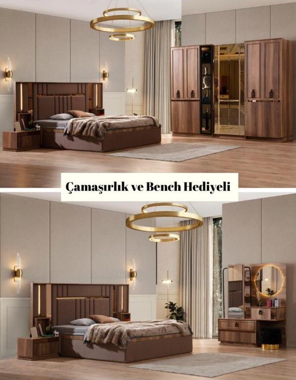 Mobilya Bazarı Palmera Bazalı Yatak Odası Takımı (Bench Hediyeli) - Image 1