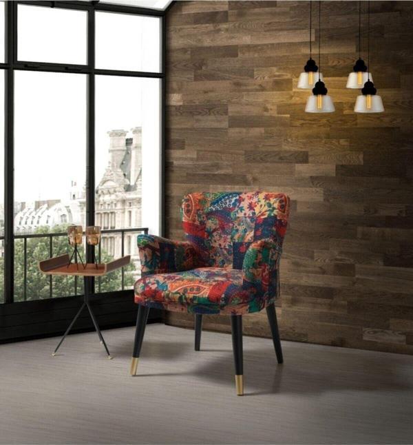 Mobilya Bazarı Patchwork Çay Seti Tekli Koltuk - Berjer (Salon - Balkon - Ofis - Bahçe) - Image 1