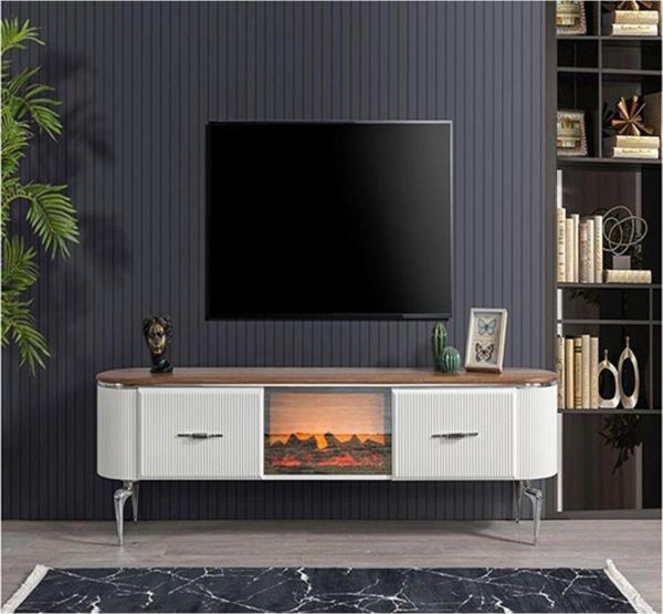 Mobilya Bazarı Zümrüt Şömineli %100 Mdf Tv Sehpası - Image 1