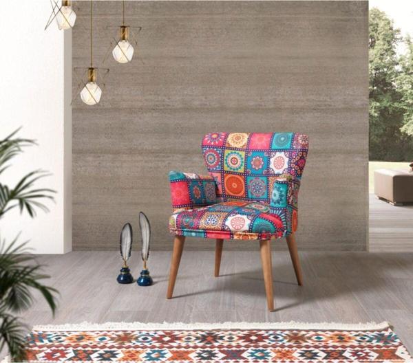Mobilya Bazarı Liya Patchwork Çay Seti Tekli Koltuk - Berjer (Salon - Balkon - Ofis) - Image 1