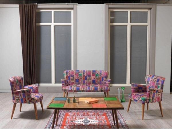 Mobilya Bazarı Mila Patchwork 2+1+1 Çay Seti Koltuk Takımı (Salon - Balkon - Ofis) - Image 1