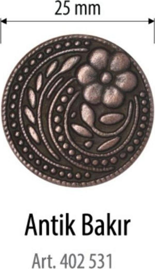Öz-El Antik Bakır Çiçek Desenli 2 Adet 25 Mm Düğme, Gömlek Bluz Elbise Düğmesi 402 531 - Image 1