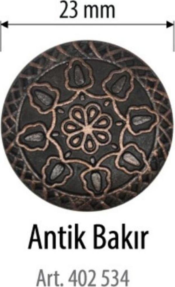 Öz-El Antik Bakır Desenli 2 Adet 23 Mm Düğme, Gömlek Bluz Elbise Düğmesi 402 534 - Image 1