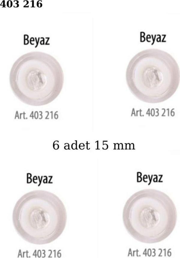 Öz-El Beyaz Renk 6 Adet Beyaz Şeritli 15 Mm Bebek Düğme, Bebek Kazak, Yelek, Gömlek Düğmesi 403 216 - Image 1