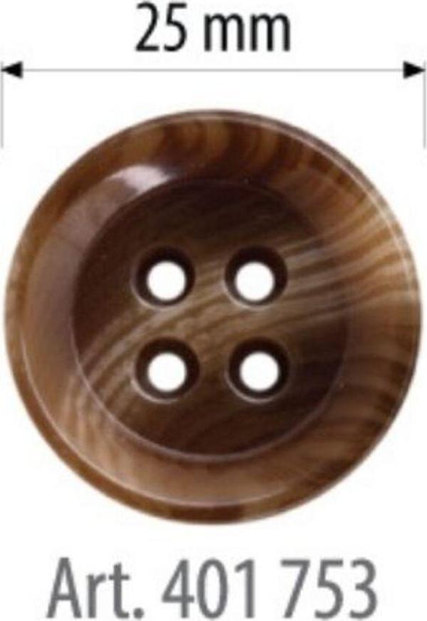 Öz-El Büyük Boy Kahverengi Düğme 6 Adet 25 Mm, Etek, Kazak Düğmesi 401 753 - Image 1