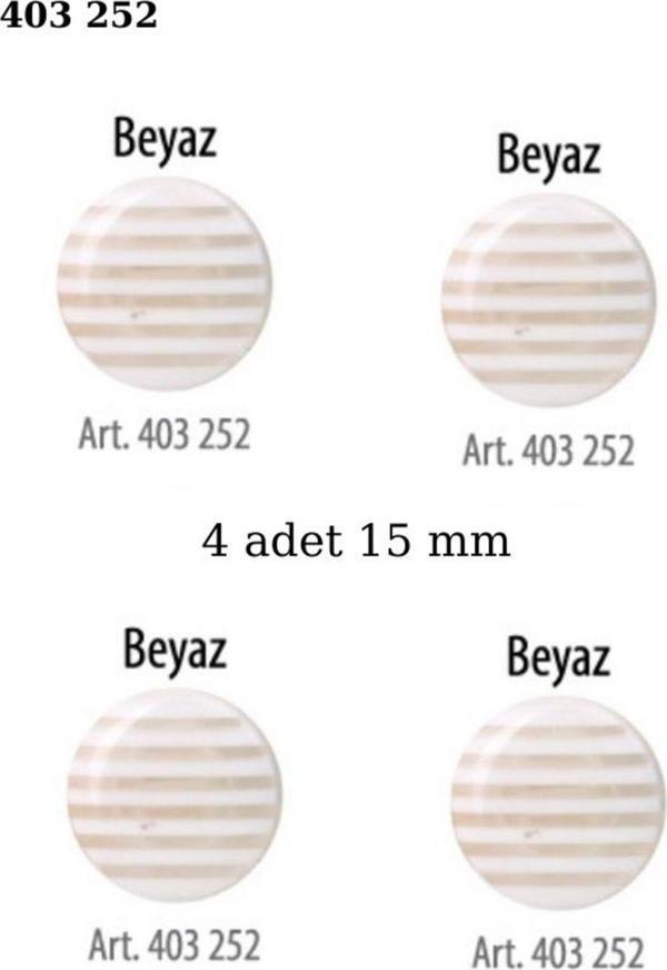 Öz-El Çizgili Beyaz 4 Adet 15 Mm Bebek Düğme, Çocuk Düğme 403 252 - Image 1