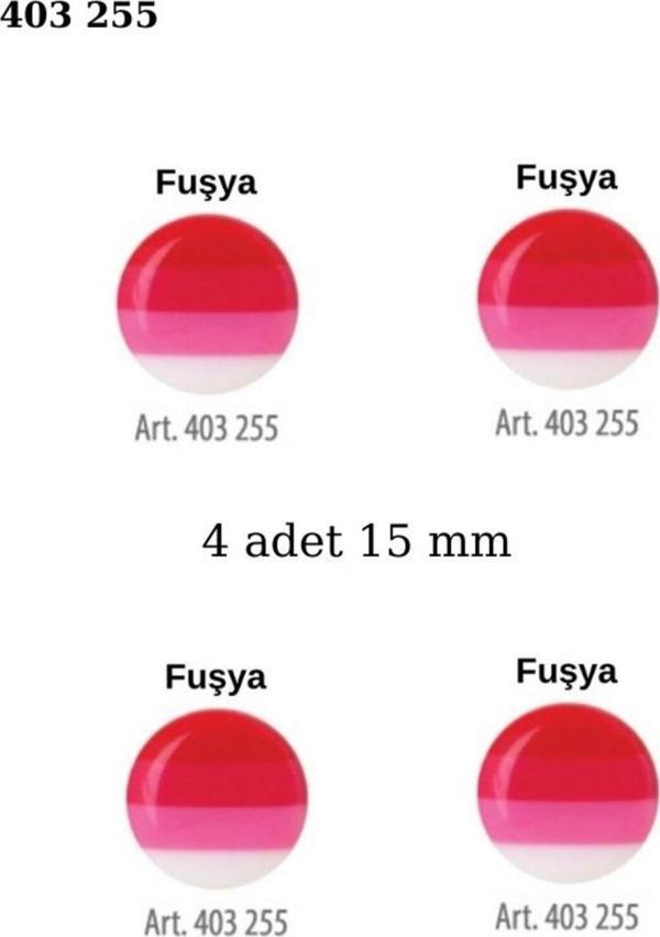 Öz-El Çizgili Fuşya Renkli 4 Adet 15 Mm Bebek Düğme, Çocuk Düğme 403 255 - Image 1