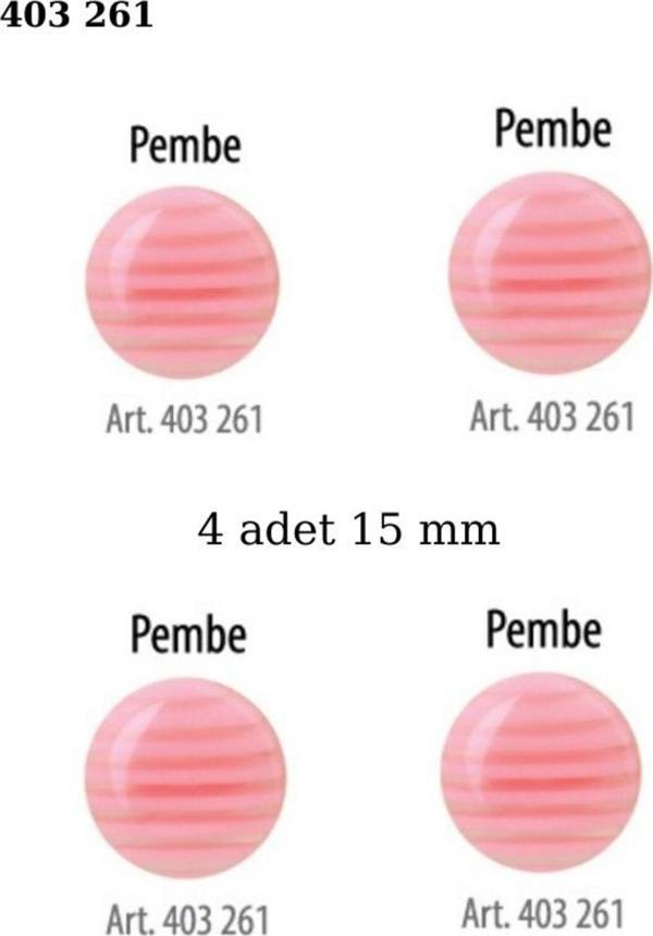 Öz-El Çizgili Pembe Renkli 4 Adet 15 Mm Bebek Düğme, Çocuk Düğme 403 261 - Image 1