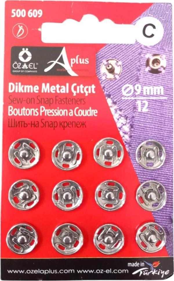 Öz-El Dikme Gri Metal Çıtçıt Seti 12 Adet 9 Mm 500 609 - Image 1