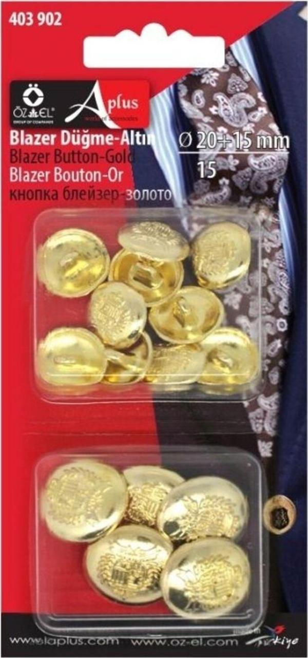 Öz-El Erkek Blazer Düğme, Metalize Ceket Düğmesi, Altın Rengi Düğme 403 902 - Image 1