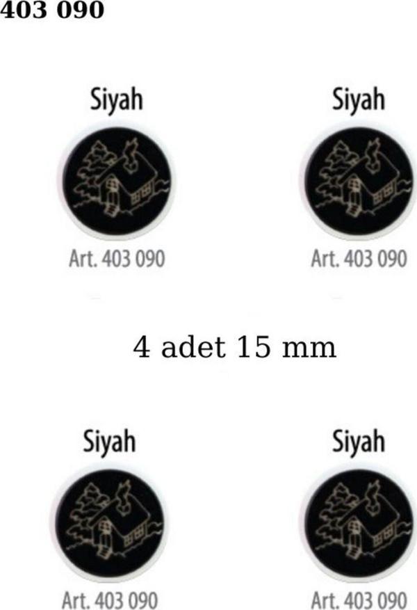 Öz-El Ev Desenli Siyah Beyaz Renk 4 Adet 15 Mm Bebek Düğme, Çocuk Kazak, Yelek, Gömlek Düğmesi 403 090 - Image 1