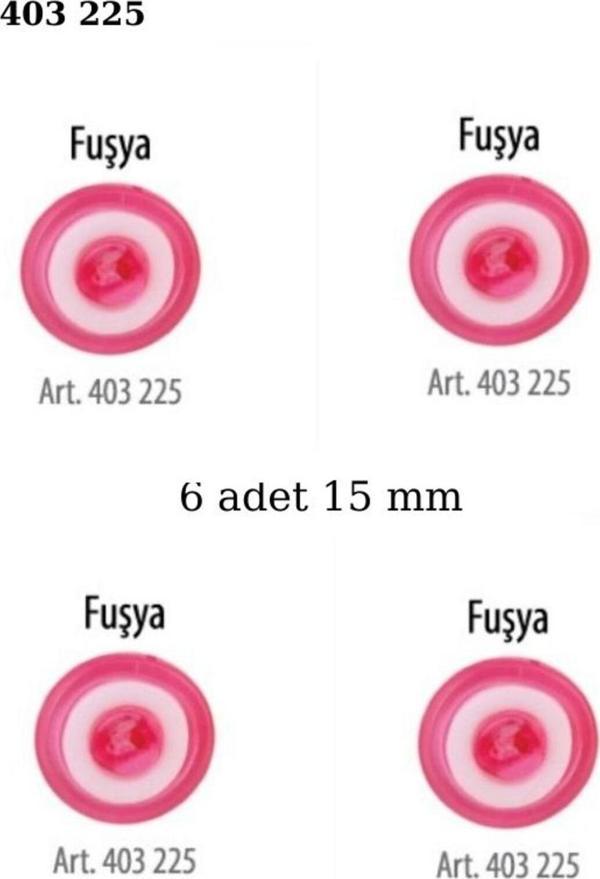 Öz-El Fuşya Renk 6 Adet Beyaz Şeritli 15 Mm Bebek Düğme, Bebek Kazak, Yelek, Gömlek Düğmesi 403 225 - Image 1