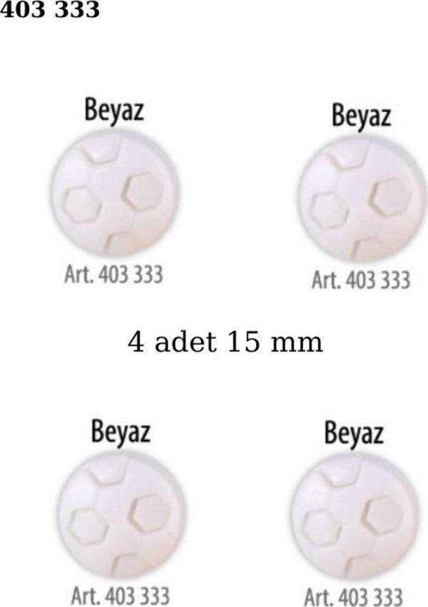 Öz-El Futbol Topu Şekilli Beyaz Renk 4 Adet 15 Mm Bebek Düğme, Bebek Kazak, Yelek, Gömlek Düğmesi 403 333 - Image 1